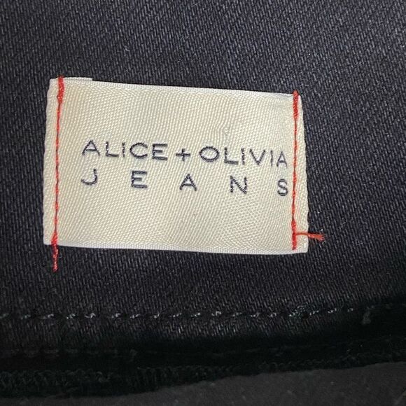 NWT Alice + Olivia Jeans Black Denim Belted Mini Skirt Size 26 - Picture 7 of 8